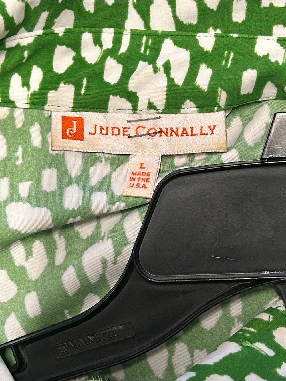 Jude Connally Green and White Printed Polo Dress button down collar